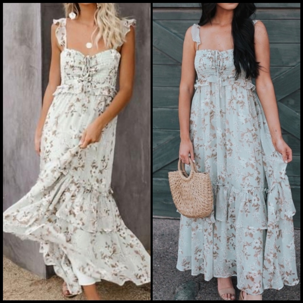Vici Mint Floral Maxi Dress